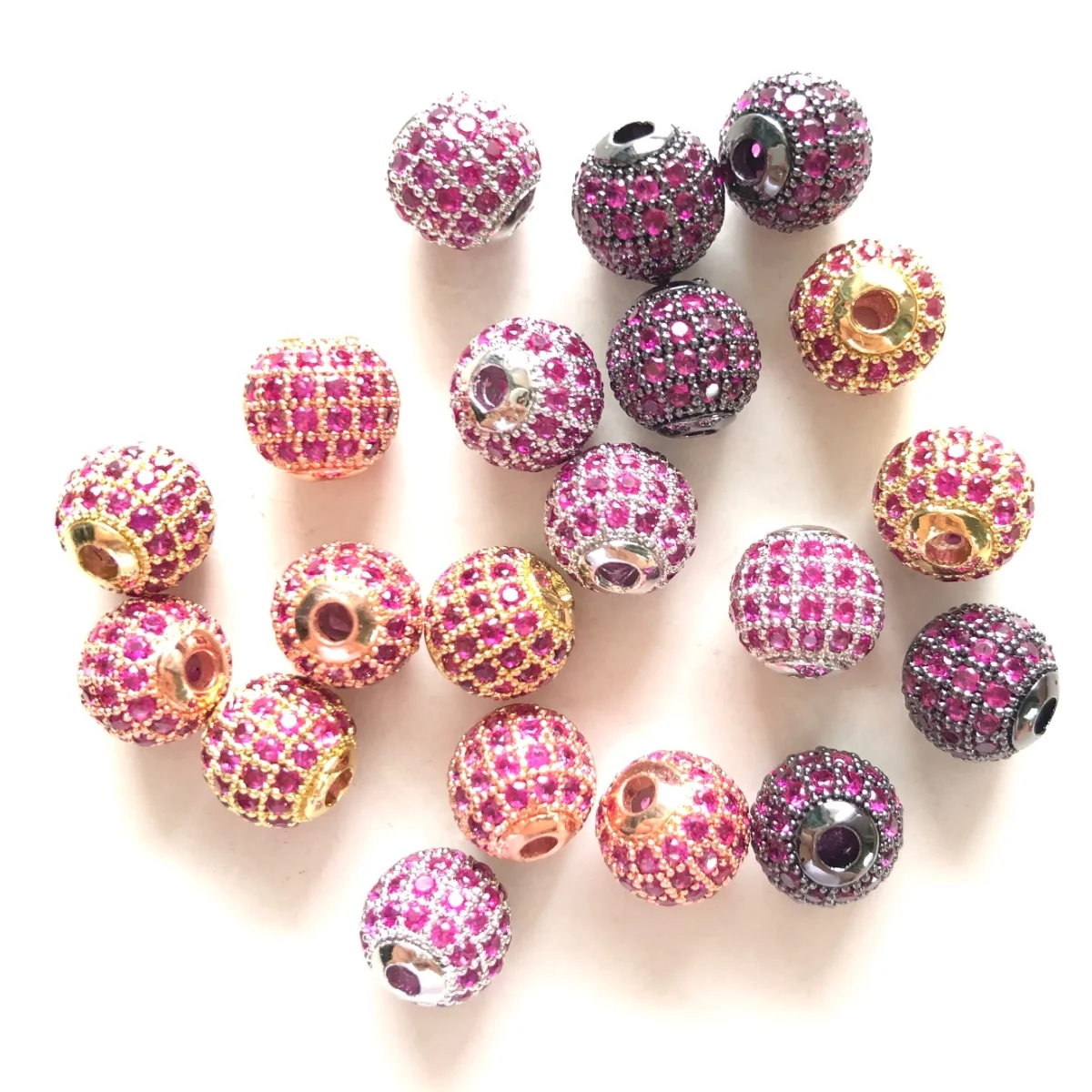 10pcs 6mm 8mm Colorful Zirconia Pave Disco Ball Spacer Beads for Women Bracelet Necklaces Waist Making Girl Jewelry Finding Bulk