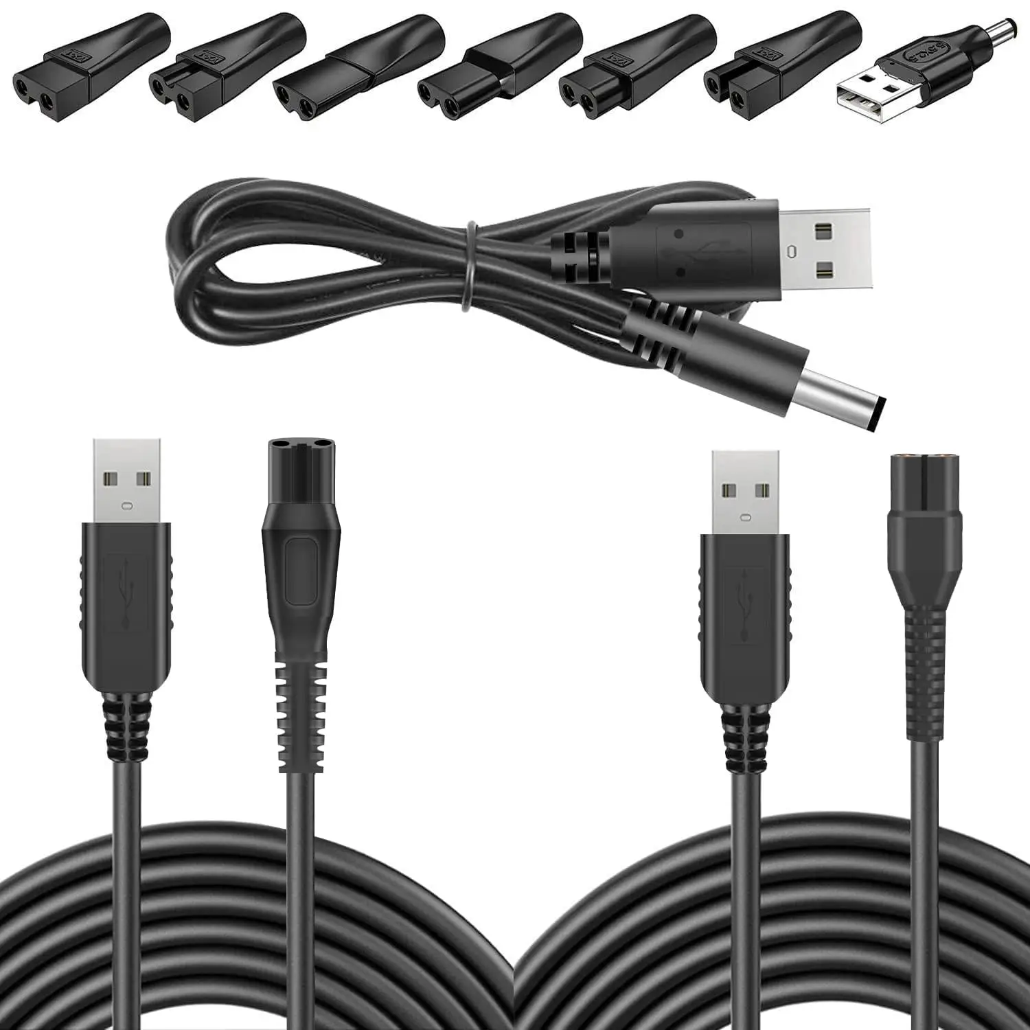 8in1 universa Shaver Charger with15V and 4.3v Charging Cable Set for Philips Norelco HQ8505 One Blade A00390 Braun