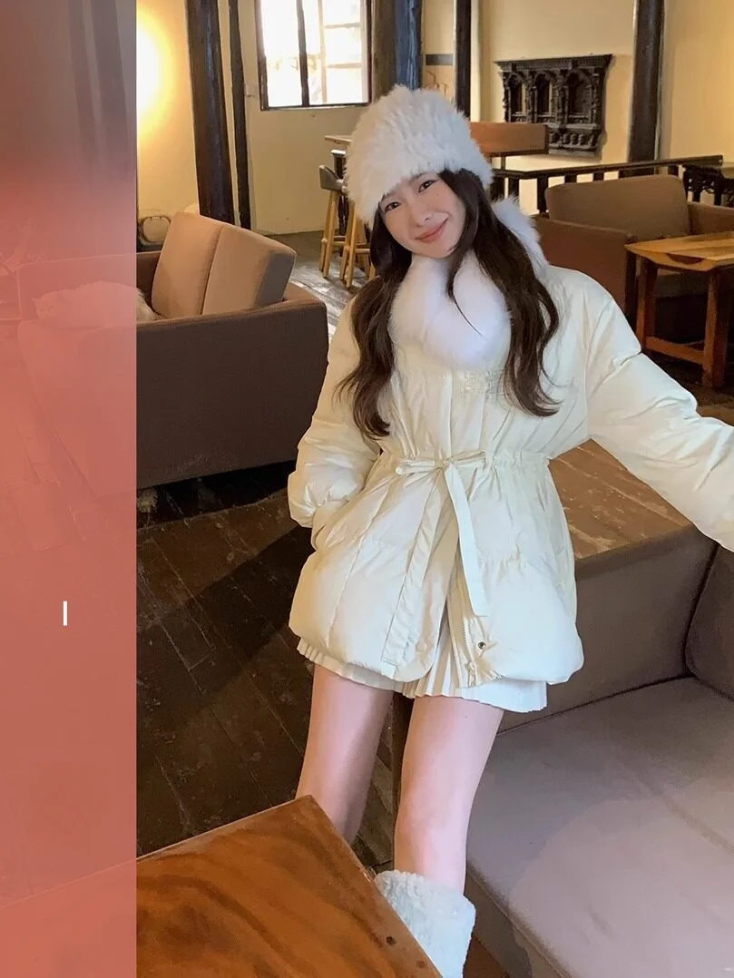 

Warm Du down Jaet Women's Sle Traditional Chinese Button Design Winter Coat Fur Collar Removable Hood Sweet Sle