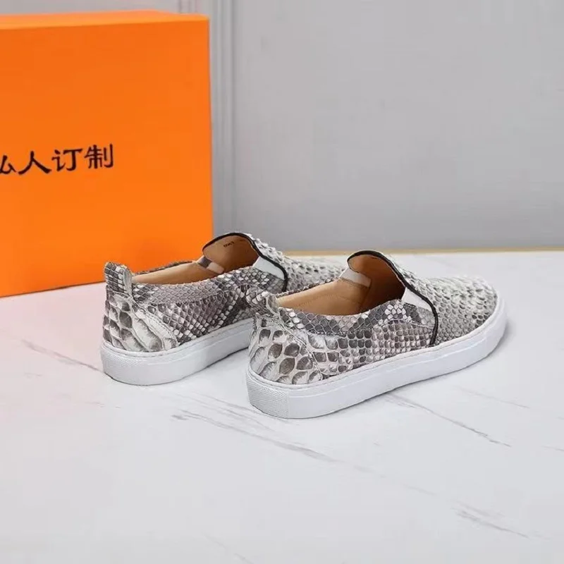 2023 new arrival Fashion snake skin causal shoes men,real leather sneakers PDD244