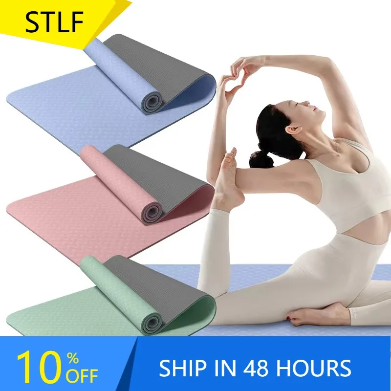 YTYIN Custom Logo Dance Sport Double Color Shock-Absorption Odorless Non-Toxic Anti-Slip Extra Wide TPE Yoga Mat