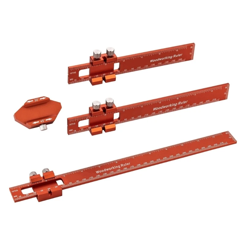 

N7MD Aluminum Slide Ruler Track Ruler Measuring Gauge Ruler with 45°& 30° Slide Stop