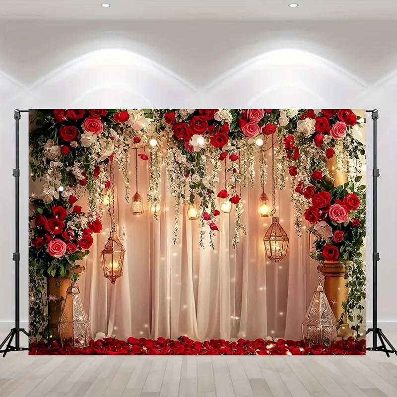 1 Stück, 2D flacher Fotohintergrund im europäischen Stil in Roségold, luxuriöser Hintergrund für die Inneneinrichtung – ideal für Hochzeiten und Fotografie.