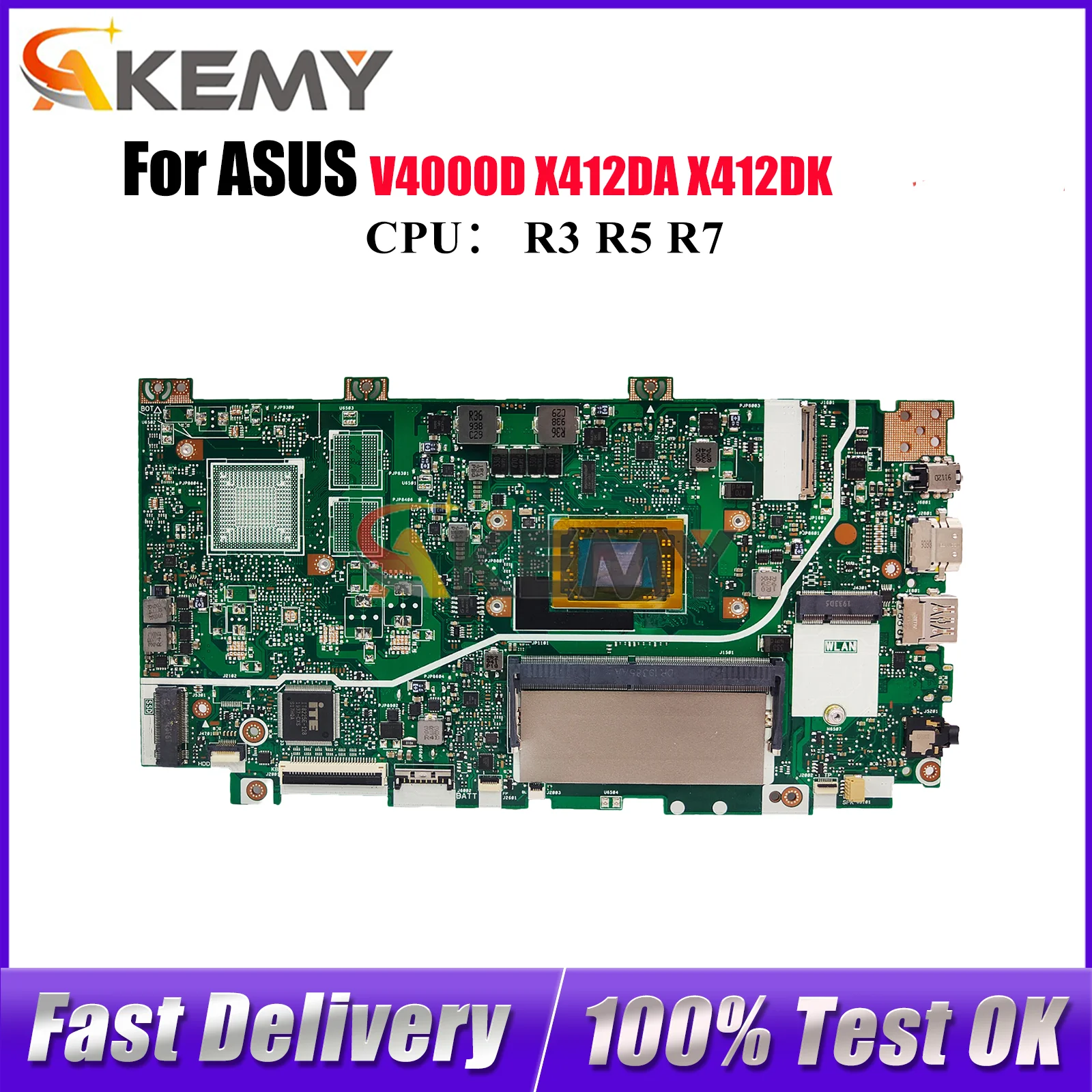 

X412DK Laptop Motherboard For ASUS VivoBook X412DA X412D V4000d X412DK Notebook Mainboard With R3 R5 R7 CPU 100% tests OK stk
