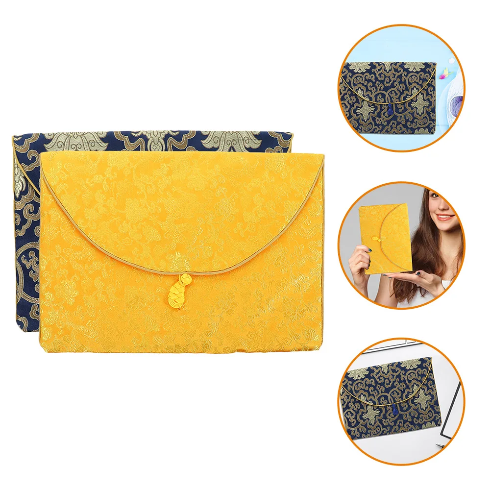 

2pcs Embroidery Brocade Pouch Ethnic Style Cloth Bag Jewelry Storage Container Gift Holder For Scriptures Sundries