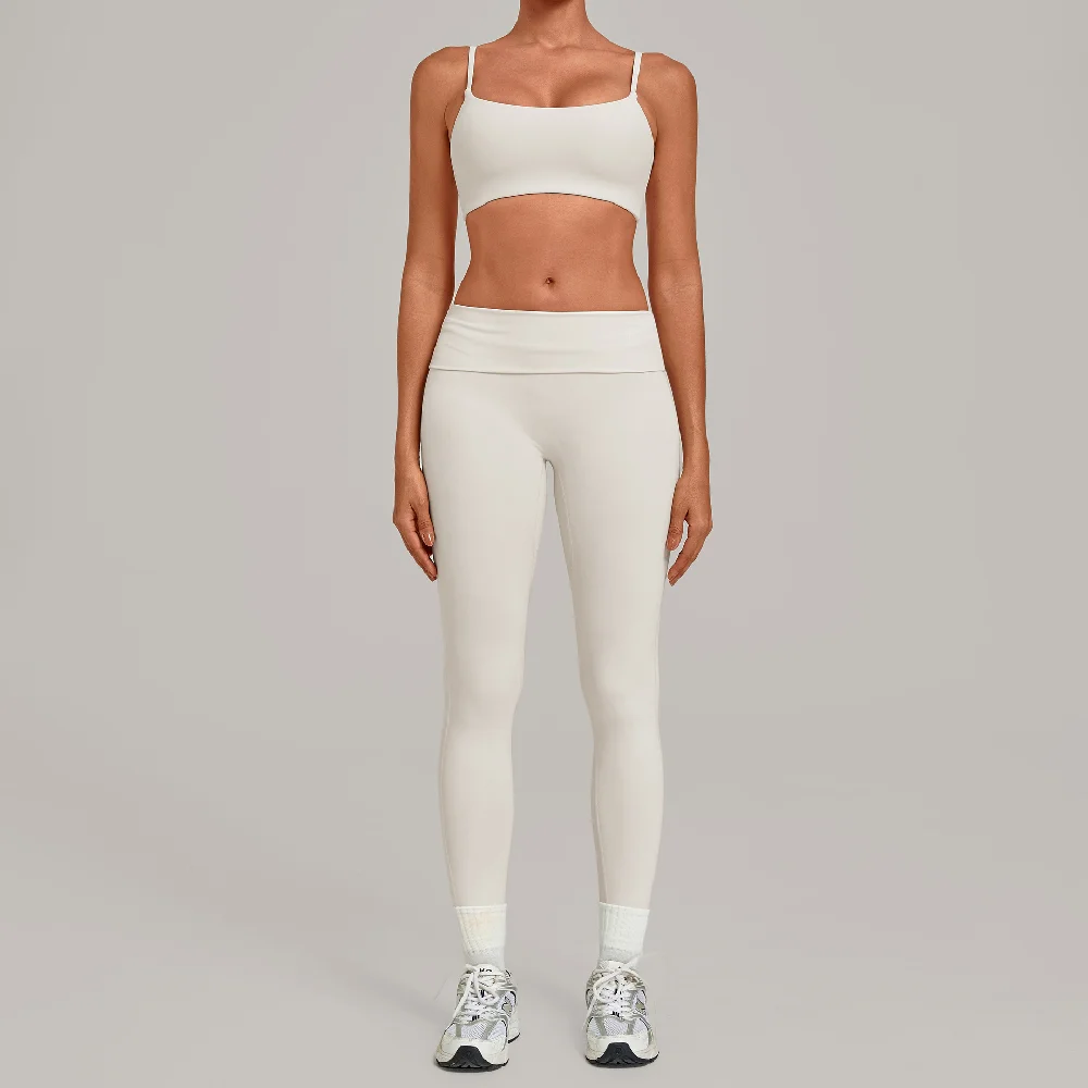 Yoga Set 2PCS Women Workout Outfit Fitness Crop Top Suit Sportswear Gym Clothes Female Fold Over Leggings Sport Set Yoga Clothes
