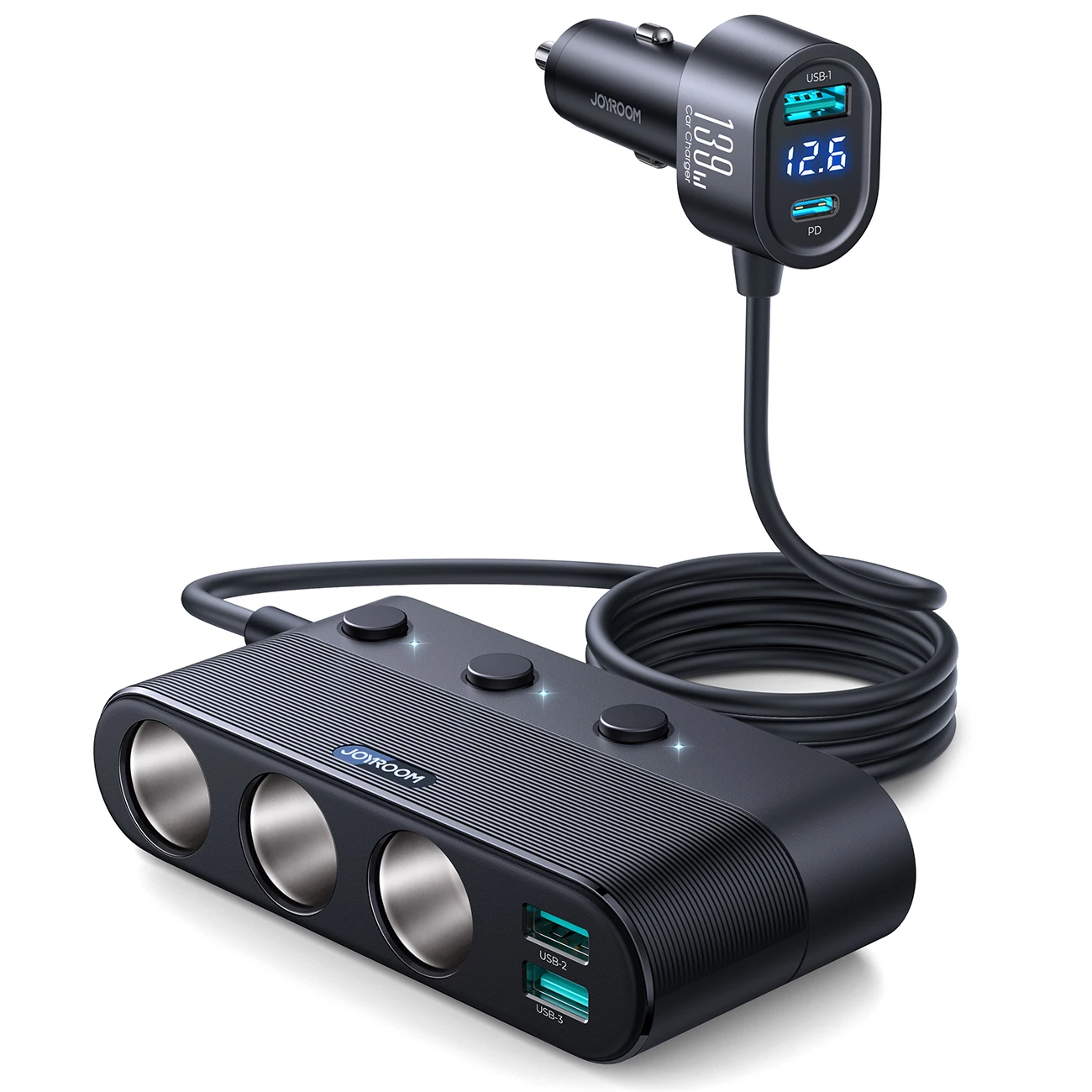 

7 in 1 Cigarette Lighter Adapter, 179W Car Charger Adapter with PD30W Charge(3.3FT Cable), 24V/ 12V Cigarette Lighter Splitter