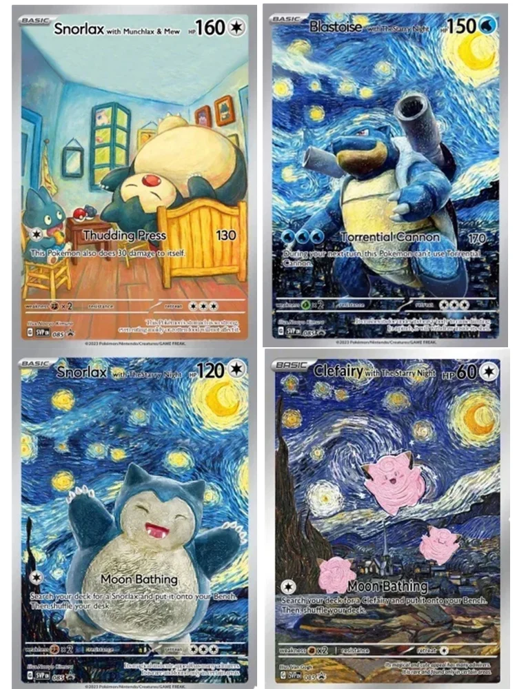 Pokemon Van Gogh Museum Pikachu Collection Cards DIY Pokemon Classic Single Card Game Anime Self Made Cards Gift Toys