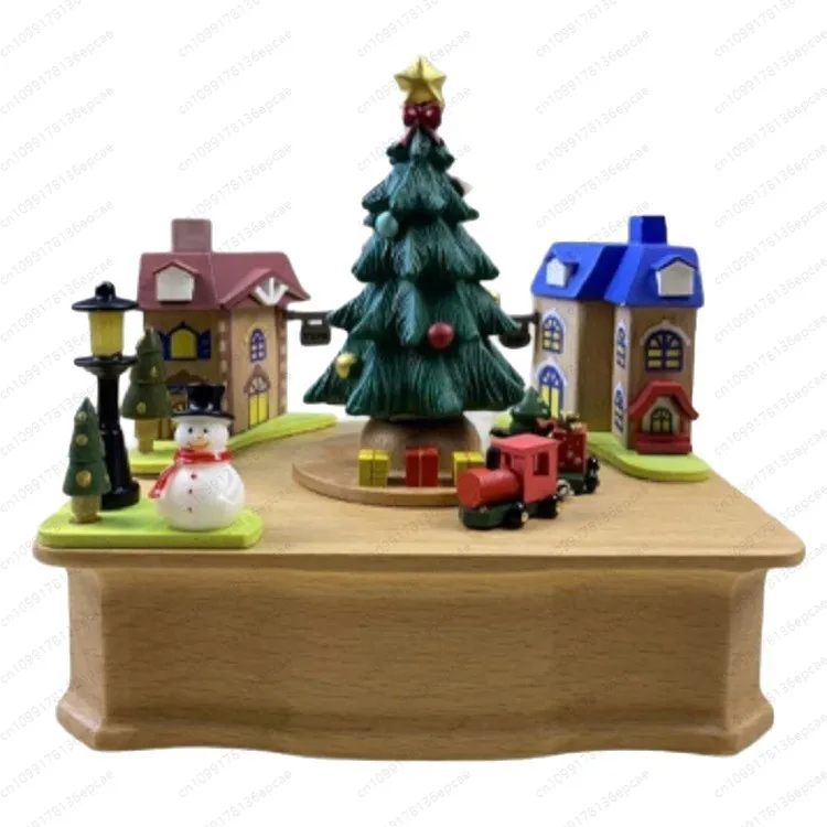 Christmas Music Box Wooden Crafts Christmas Gifts Popular Christmas Tree Music Box