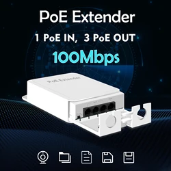 PESENSKA 4 Ports PoE Extender Passive Cascadable IEEE802.3af 100Mbps Waterproof Transmission Wierless AP No Power Required