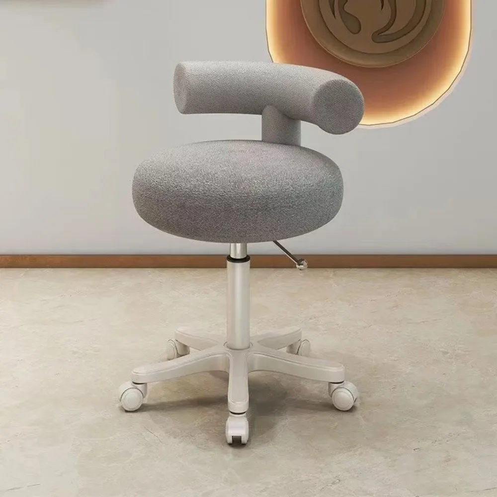 

Manufacturer supplies multi-functional beauty salon rotating lift lamb wool chair pulley big work stool