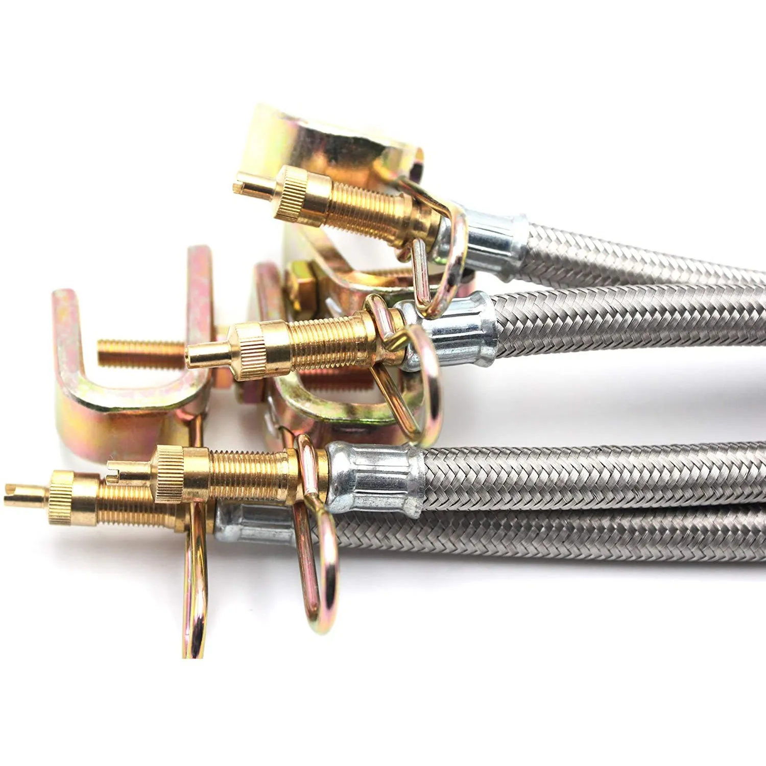 

AU34-4Pcs 12 Inch Flexible Valve Stem Extenders Stainless Steel Tyre Tire Valve Stem Extension Adaptors Car Truck Trailer