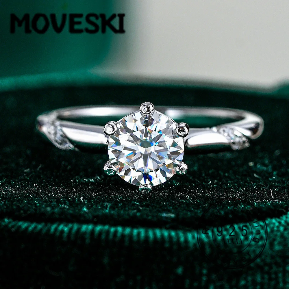 

925 Silver 0.5/1/2/3CT Round Cut Moissanite Engagement Ring for Women, Dainty Twisted Band Solitaire Moissanite Wedding Band,