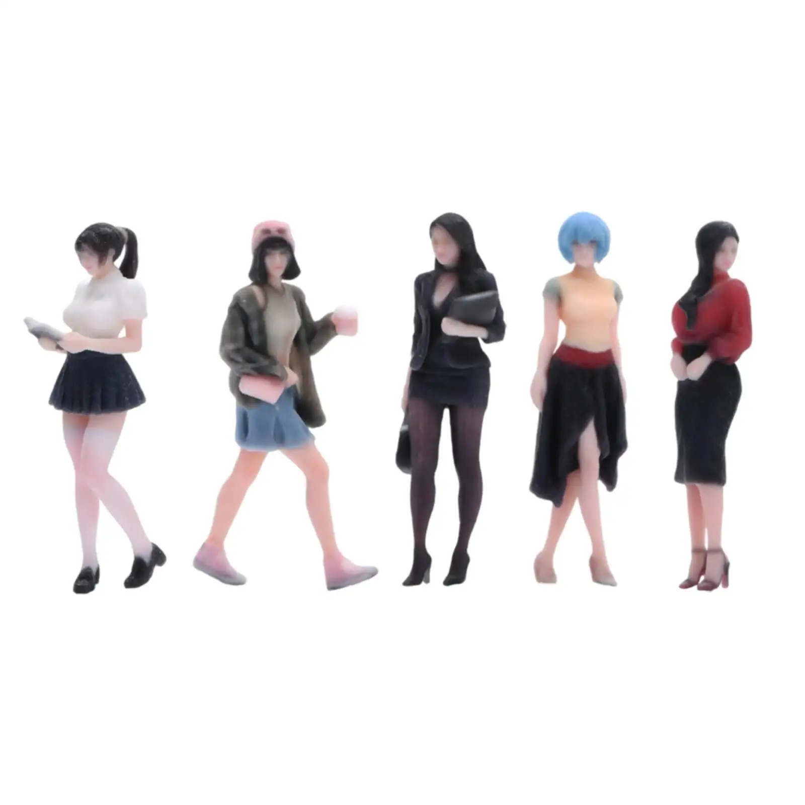 Figura Feminina em Escala 1:64, Miniaturas de Pessoas em Resina, Acessório Fotográfico para Dioramas, Figurinha Realista para Cenários