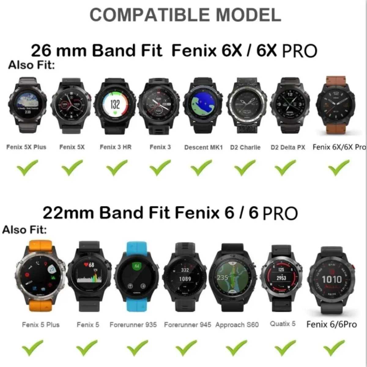 Correas de silicona para reloj inteligente Garmin Fenix, pulsera de 26 y 22 MM para modelos 6X, 6, 6S Pro, 7X, 7, 5, 5X, 5S Plus