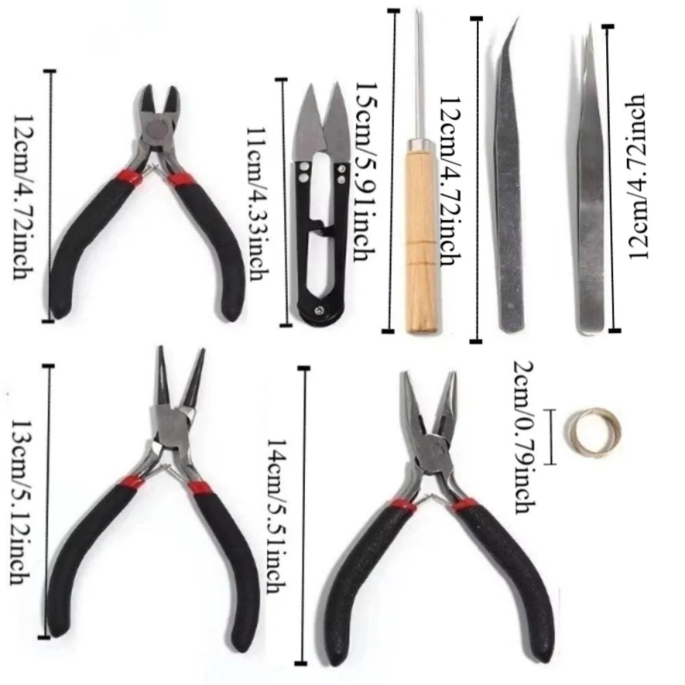 8Pcs/Set Portable Jewelry Making Pliers Set Pliers Non-slip Handle Beading Tool Kit Beading Tweezers Jump Ring Opener