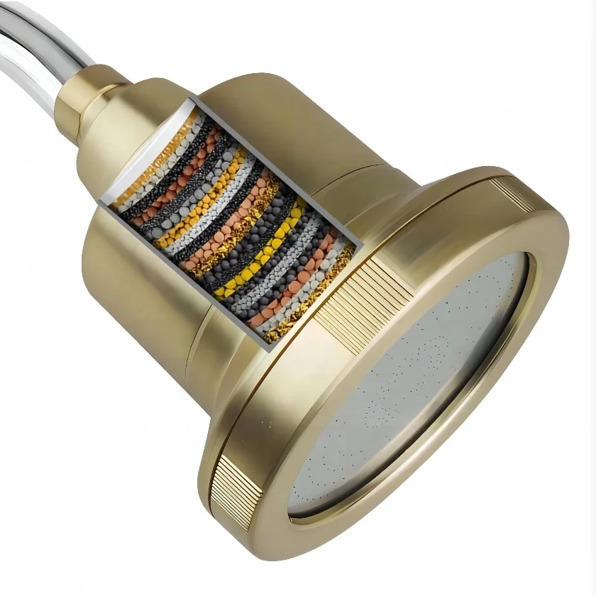 Gold Color 15 20 Multi Stages Shower Filter Vitamin C Shower Head Filter For Hard Water