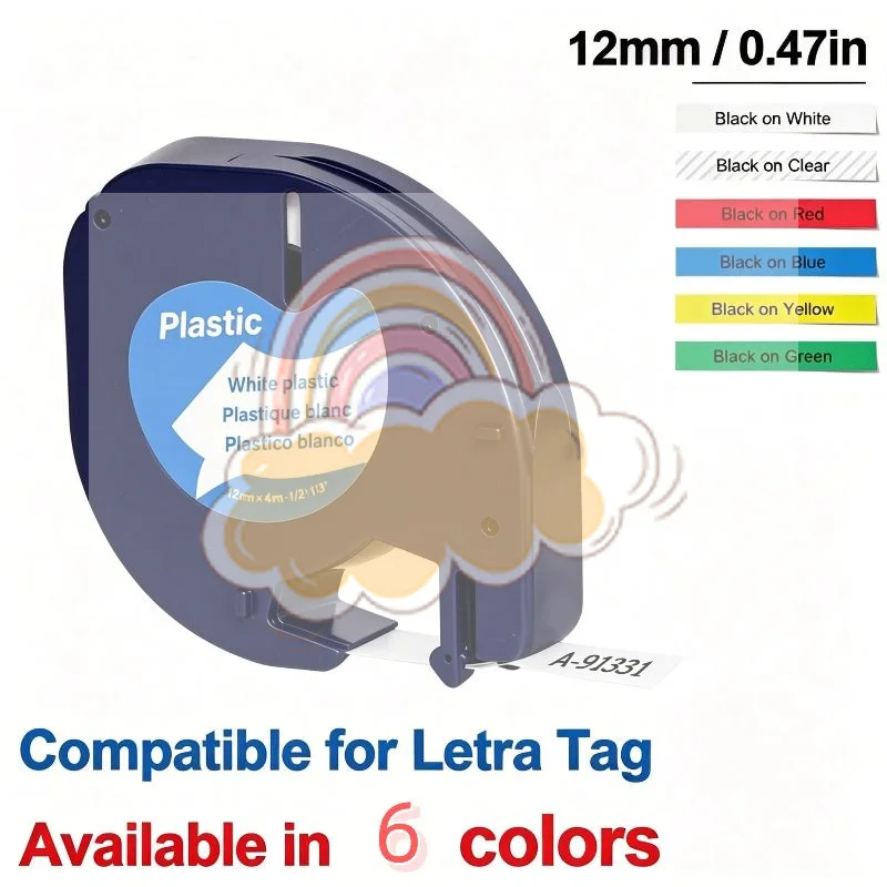 Compatible Dymo LT Label Tapes Clear Print Multi Color For Home Office Inventory Sorting Fits LT200 LT100H LT100T LT2000