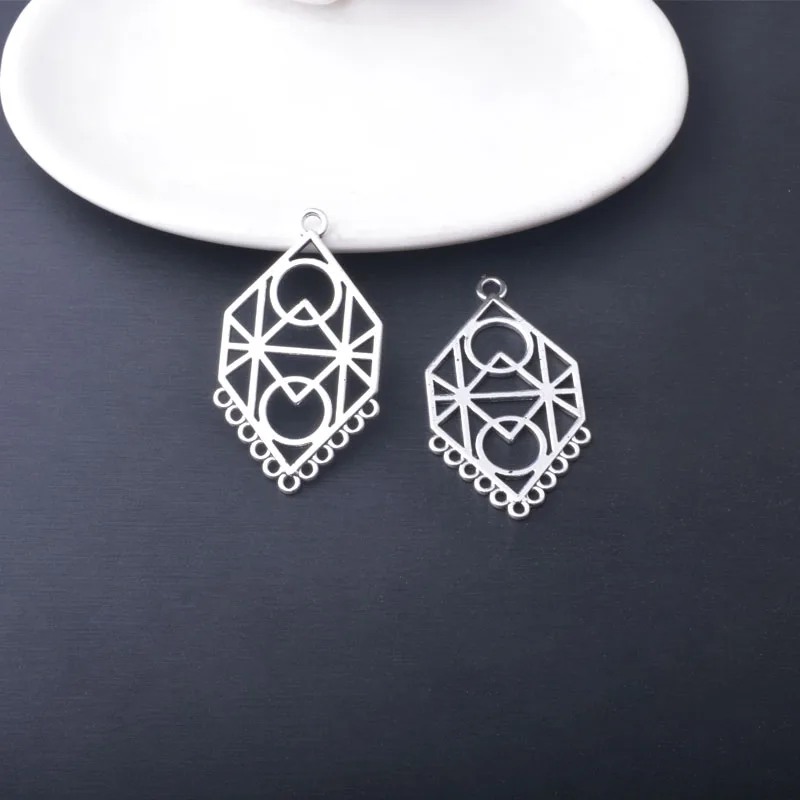 12 Stück/Set Böhmische Antik-Silberfarbene Übertriebene Ohrring-Verbinder Anhänger Schmuckzubehör mit vielen Löchern Charms DIY Damenohrringe – Detail 9