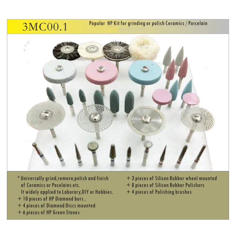 Dental Popular HP Kit for grinding or polish Ceramics / Porcelain Applied to Laborary DIY Hobbies Diamond Burs Brush