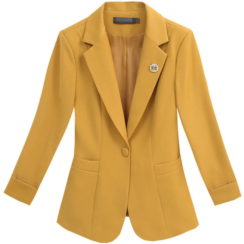 Imagem -06 - Blazer de Botão Único Feminino Jaqueta de Forro Roupa de Escritório Tops Curtos Outwear Feminino Terno de Primavera Novo 2023