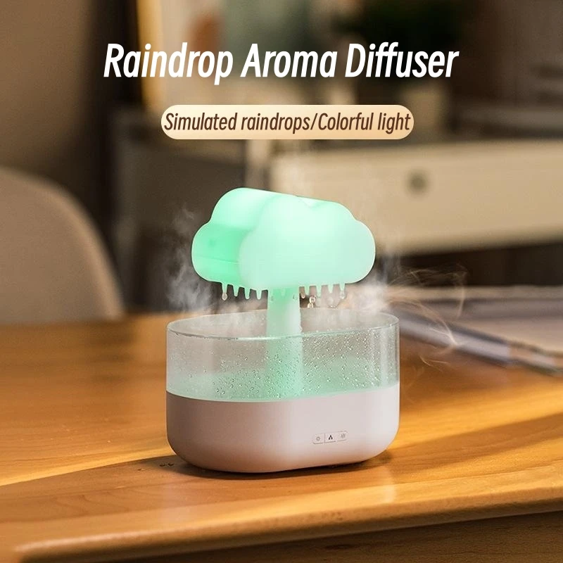 

Mushroom Rain Air Humidifier Electric Aroma Diffuser Rain Cloud Smell Distributor Relax Water Drops Sounds Colorful Night Lights