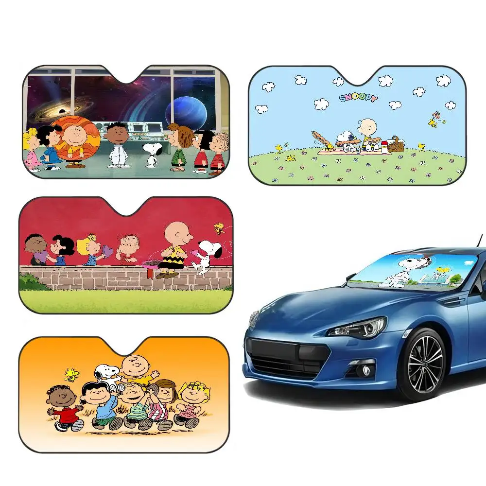 Classic S-Snoopy Kawaii Car Window Sun Shade Windshield Anti-UV Protection Front Rear Windshield Block Cover Visor Accessories