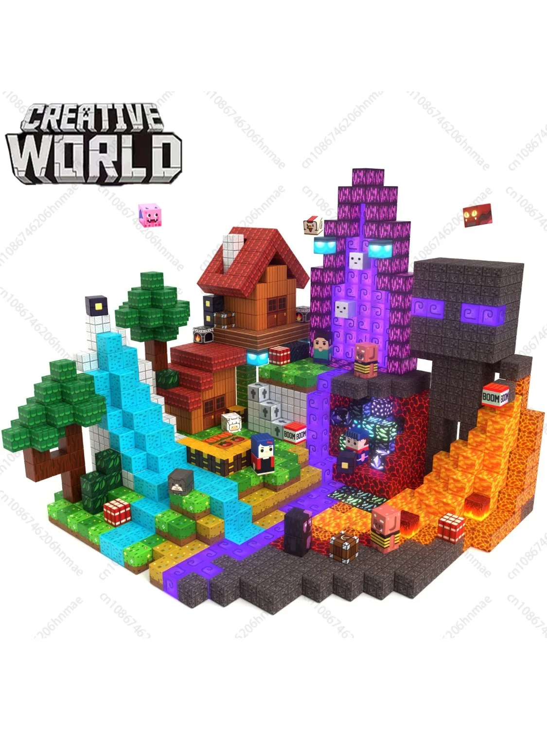 Magnetische Bausteine Minenwelt Magnetisches Konstruktions-Bausteine-Set STEM-Bildung Sensorisches Spielzeug-Set Geschenk für Jungen Mädchen Kinder