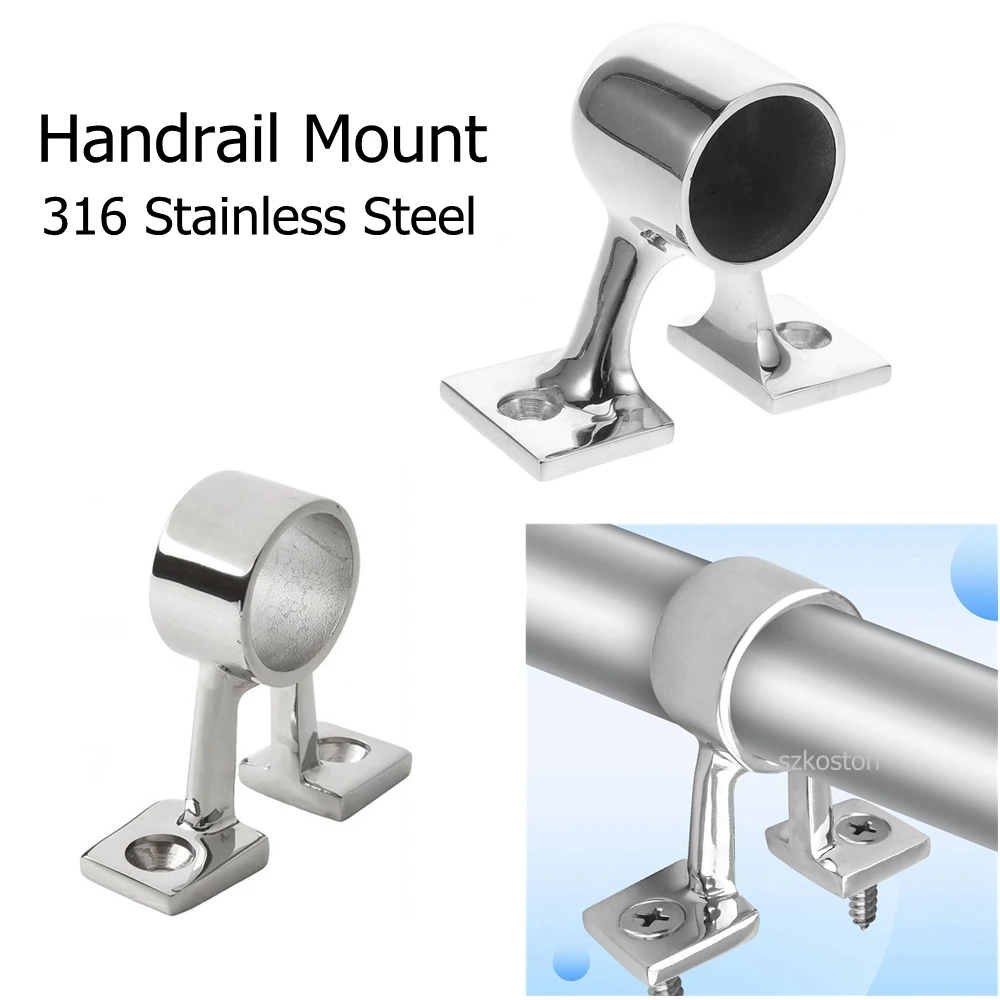 Durable Stainless Steel Marine Handrail Bracket 90° Center/End Boat Hand Rail Fitting 25mm Stanchion Support Railing Part Yacht