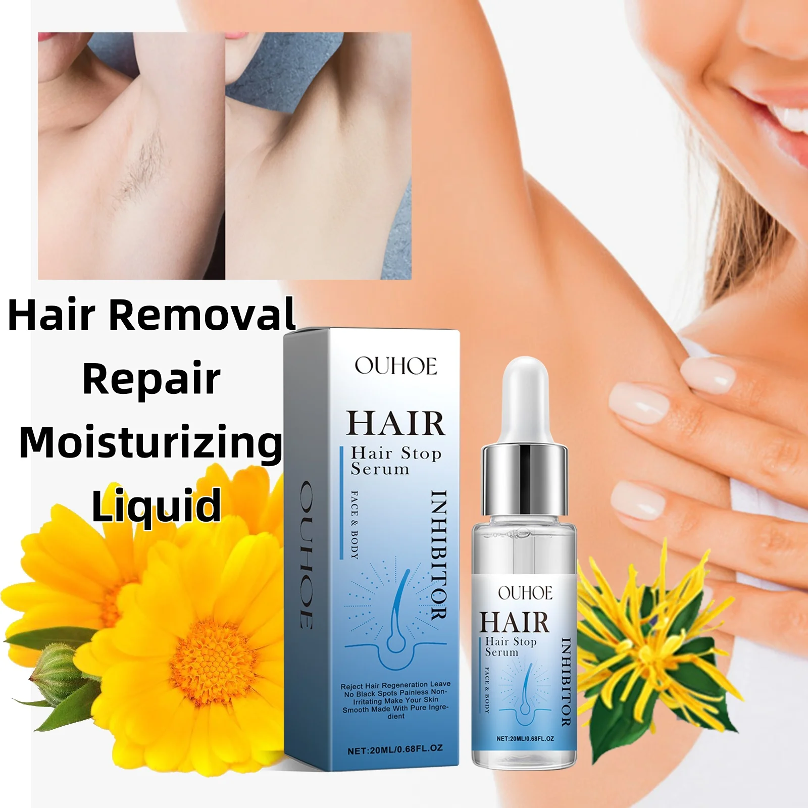 

Hair Removal Repair Moisturizing Liquid repairs damaged skin, keeps it hydrated, moisturizes and prevents dryness. Body care