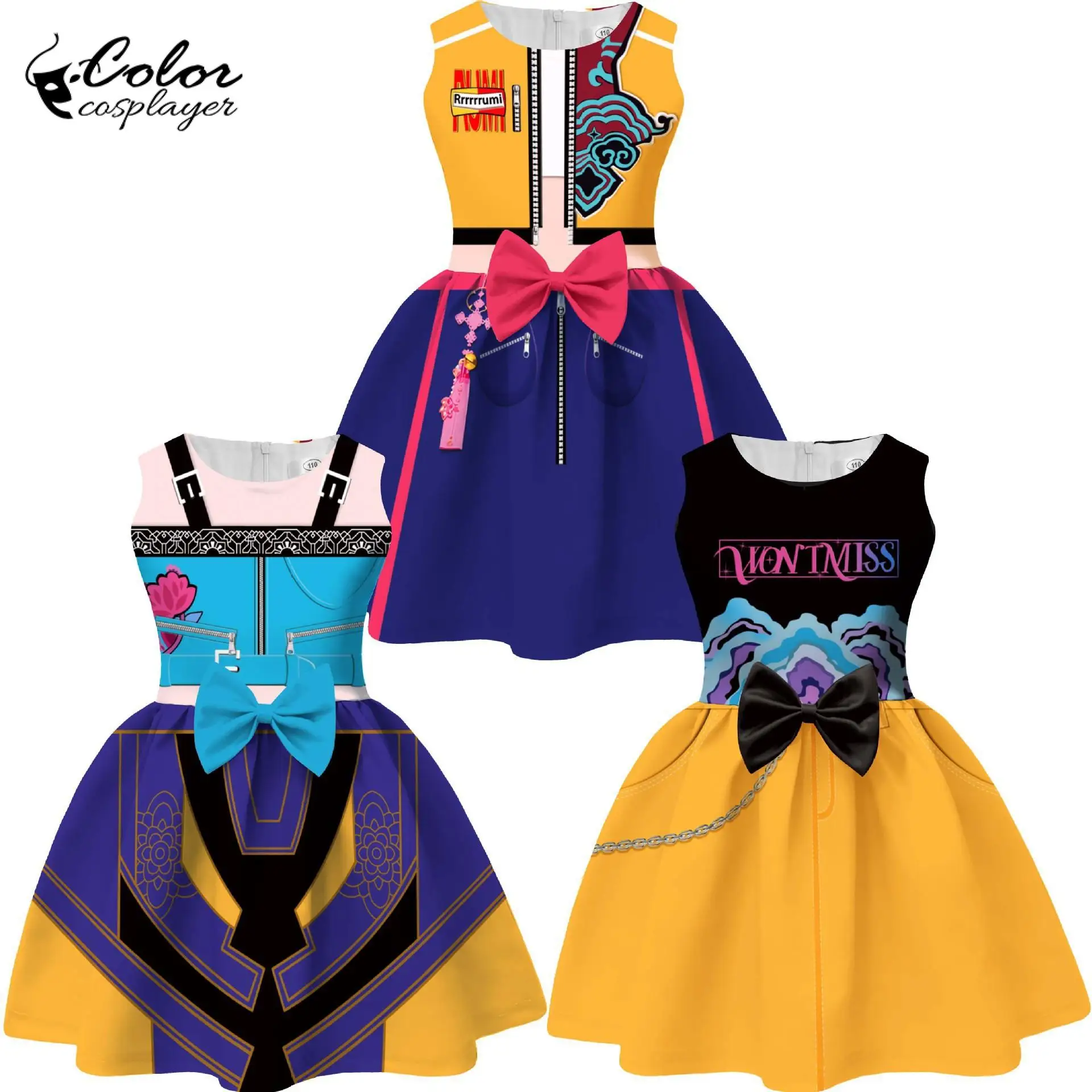 

Anime Movie K-Pop Singer Dress Child Girl Halloween Cosplay Costume Stage Performance Sleeveless Dress Music Carnival Outfit