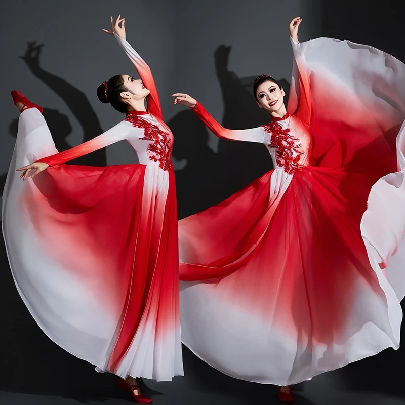 New Women's Performance Costume Singing Competition Big Swing Skirt Gradual Classical Dance Performance Costume XH411