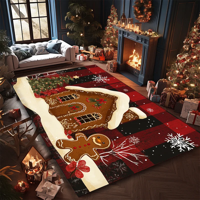 Living Room Bedroom Christmas Bow Knot Tree Pattern Large Area Rug New Year Winter Party Floor Mat Home Decor Door Mat
