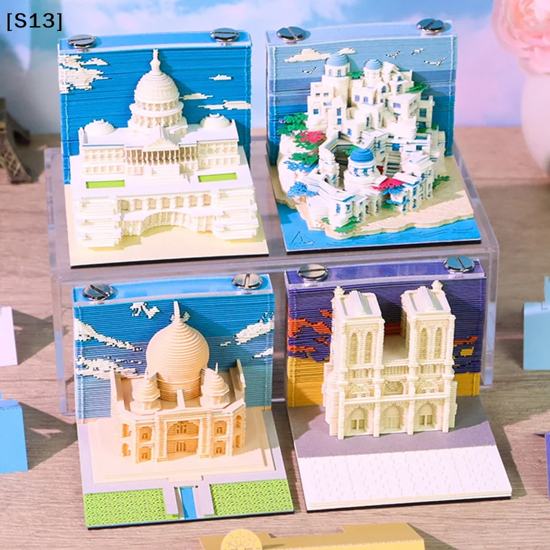 

3D Paper Carving Craftwork MemoNotepad Note Pad Desk Decoration Creative DIY Decorative Gift For Christmas Housewarming[S13]
