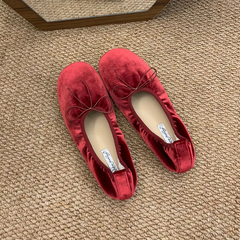 Modische, weiche Ballettschuhe aus Seide für Damen, neu im Frühjahr, lässige Slip-On-Schuhe mit Schleifenknoten für Damen. – Detail 14