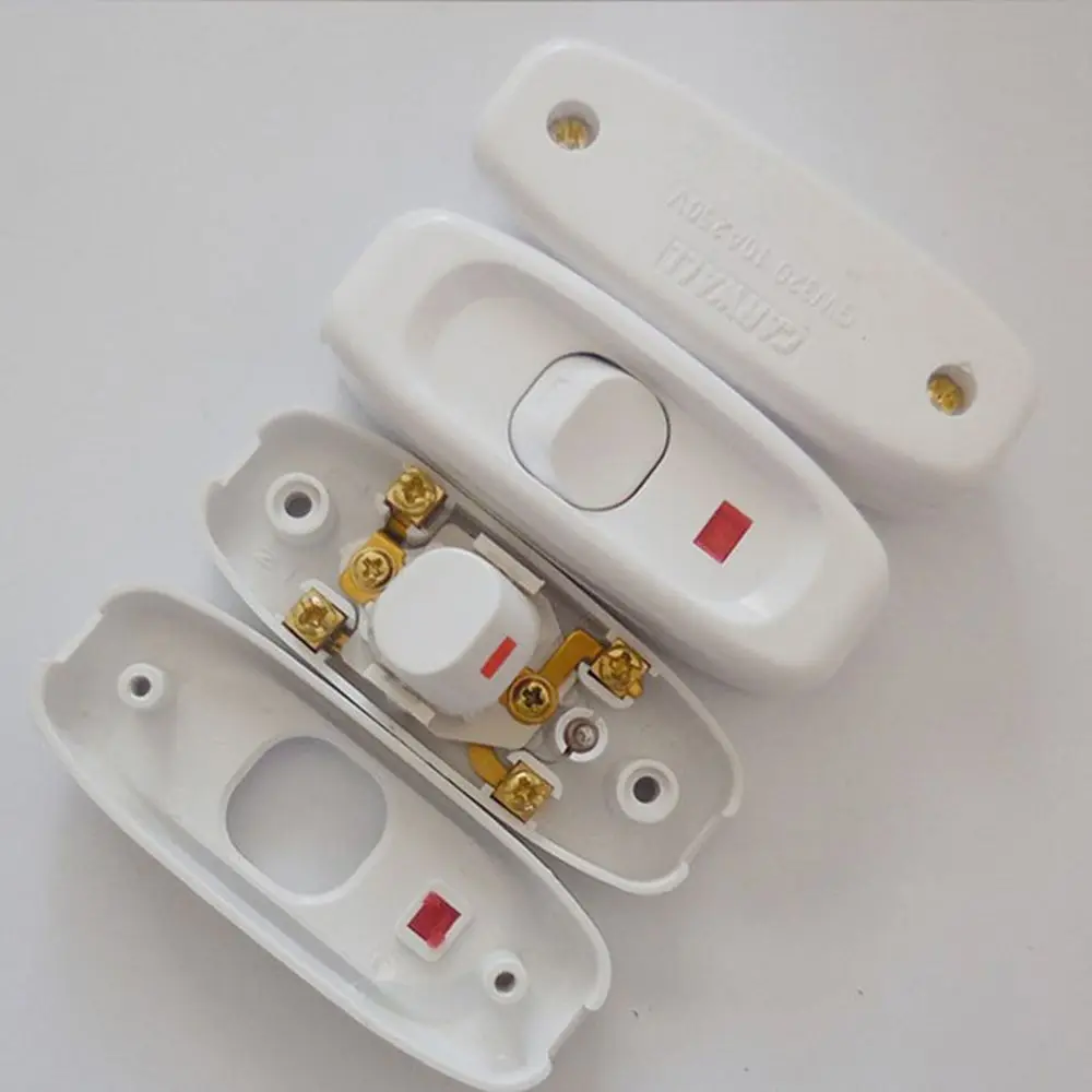 White Appliance on/Off Feed-Through 10A Desk Light Inline Cord Switch Indicator LED