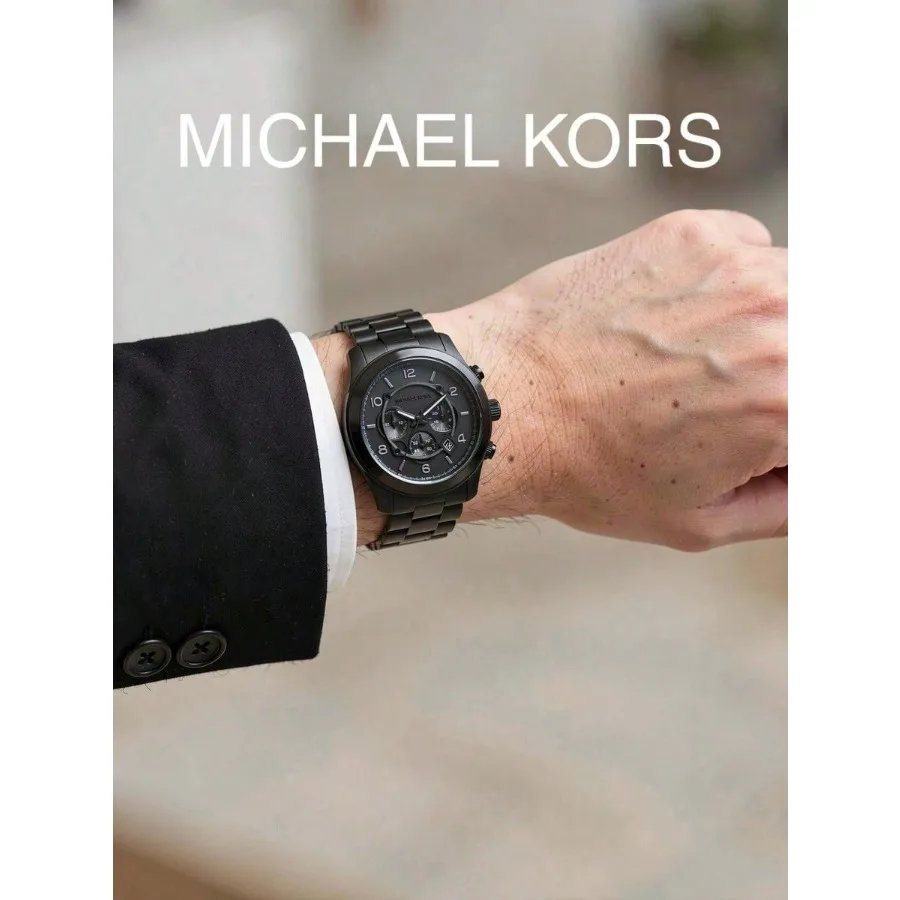 Michael Kors Men Quartz Watch All Black Steel Bracelet Multi-function Chronograph Dial Sport Business Wristwatch Gift