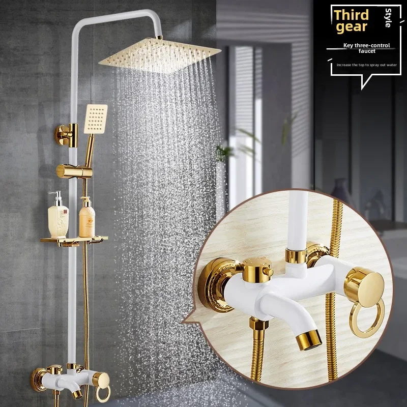 

Brushed Gold Shower System Toilet Shower Set, Household Bathroom Shower, Hot and Cold Shower Head Set Bathroom Set