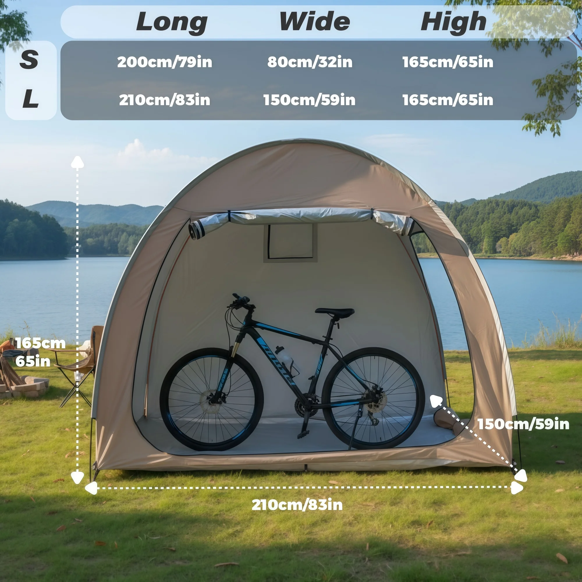 1 Pack Handy Household Bike Storage Tent, Quick‑Set Shelter, Backyard Lawn Bicycle Storage Shed for Bike Fans