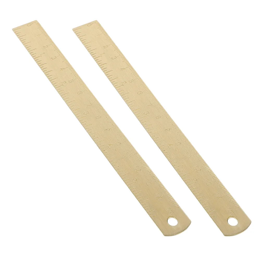 2Pcs Thick Brass Ruler Finish Dual Scale Engraved Metric Ruler for Drafting Measuring Sewing Bookmark