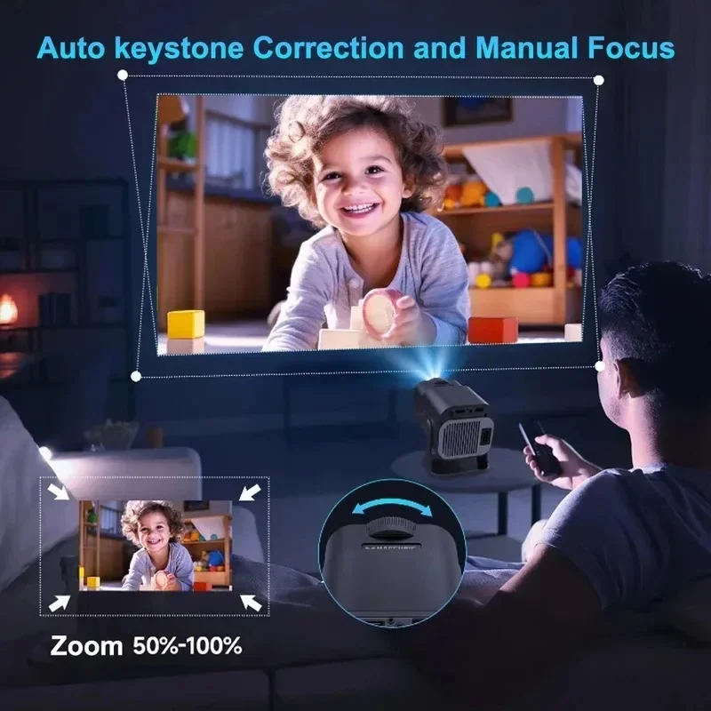 HY320 Mini 4K Android 11 Projector 1080P Native Resolution 390ANSI Dual Wifi6 BT5.0 Portable Cinema Upgraded from HY30