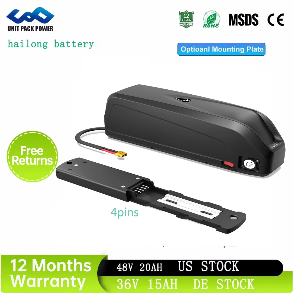 

48V20AH 4pins Hailong Electric Bicycle Batteria Pack 36v15ah Downtube 18650 Ebike Battery for Bafang 250W 350W 500W 750W 1000W