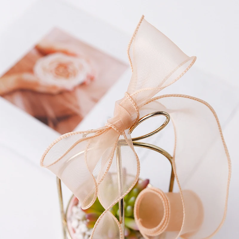 9Meters/Roll Sheer Silk Ribbon Satin Ribbons For Gift Wrapping Decoration Wedding Bouquets Wreath Sewing Supplies