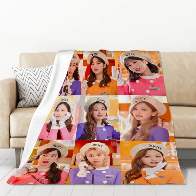 Bed Blanket Twice Kpop Fluffy Soft Blankets for Decorative Sofa Furry Throw & Throws Double Anime Custom Fleece Kid's Antistatic