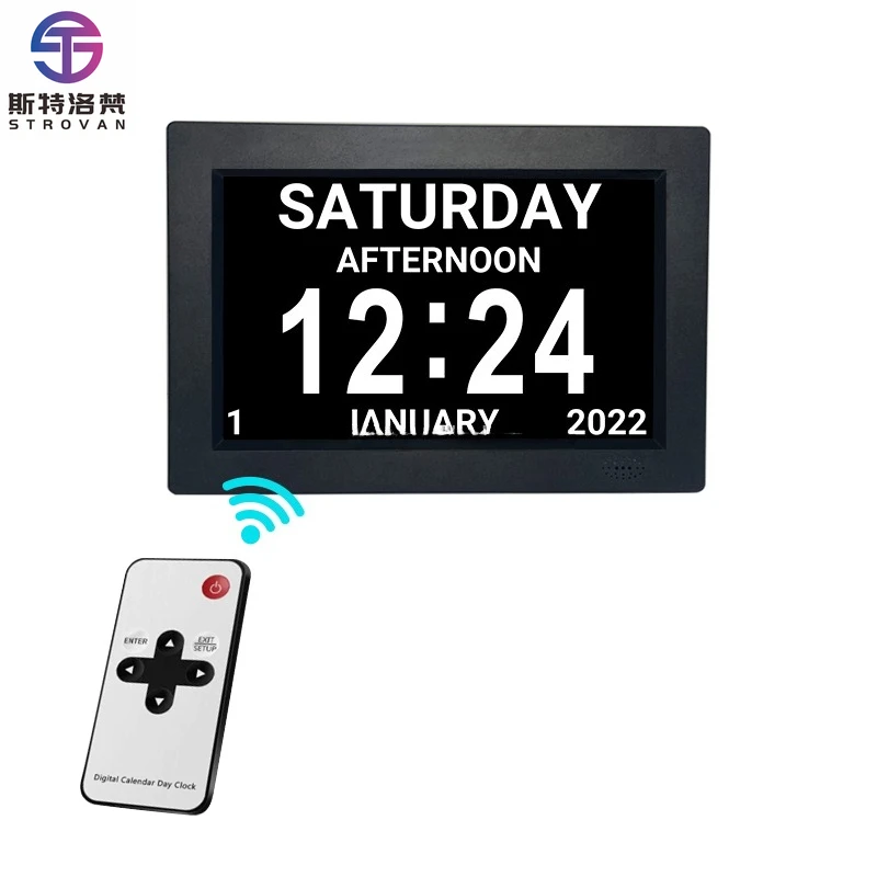 Dementia Clock 8 Inch IPS Extra Large Non-Abbreviated Day Month Digital Alarm Clock for Seniors Memory Loss Alzheimer's