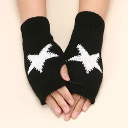 2024 Punk Y2K Gestrickte Wollhandschuhe Für Männer Frauen Pentagramm Halbfinger Warme Weiche Fäustlinge Weiche Stern Hand Fingerlose Handschuhe