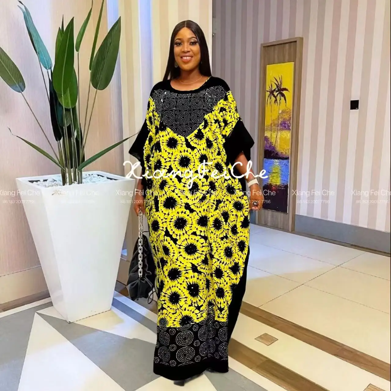 ملابس نسائية طويلة عصرية جديدة لعام 2025 فضفاضة مناسبة للصيف الأفريقي مطبوعة من القطن للشرق الأوسط قابلة للتنفس #1