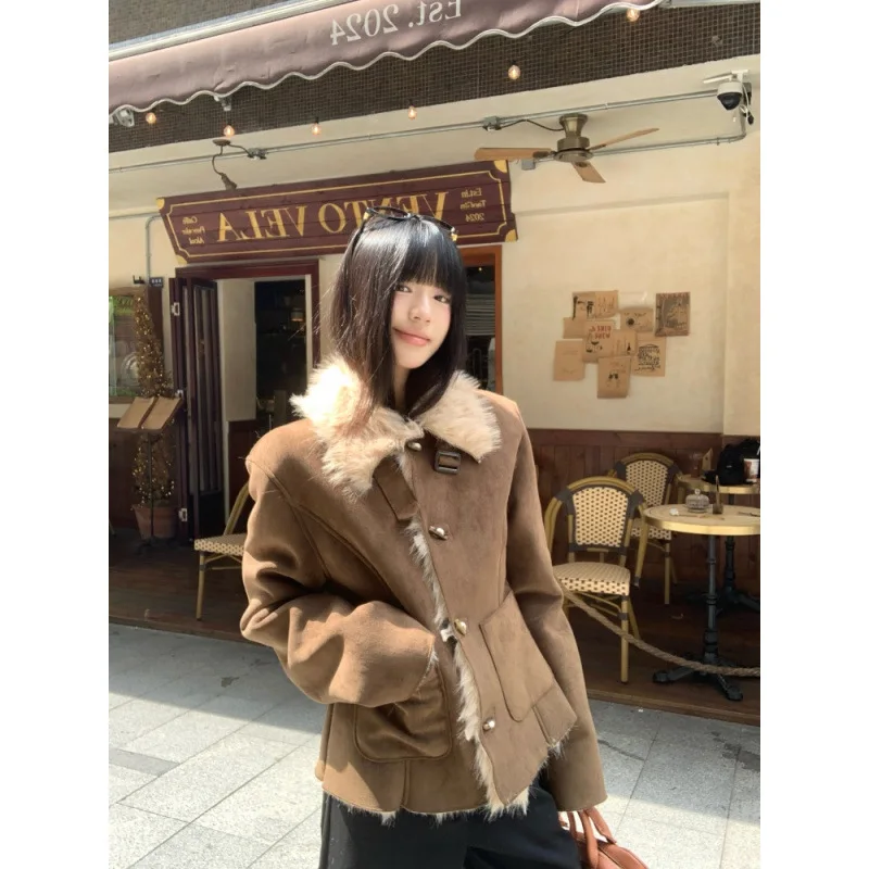 

Winter New Thickened Color Fur Leather Integrated Warm Women's Coat Long Sleeve Regular Fit Casual