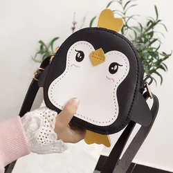 Cute Penguin Shape Shoulder Messenger Bag for Women Girls Mini PU Leather Crossbody Bags Girls Cartoon Coin Purse Woman Bags