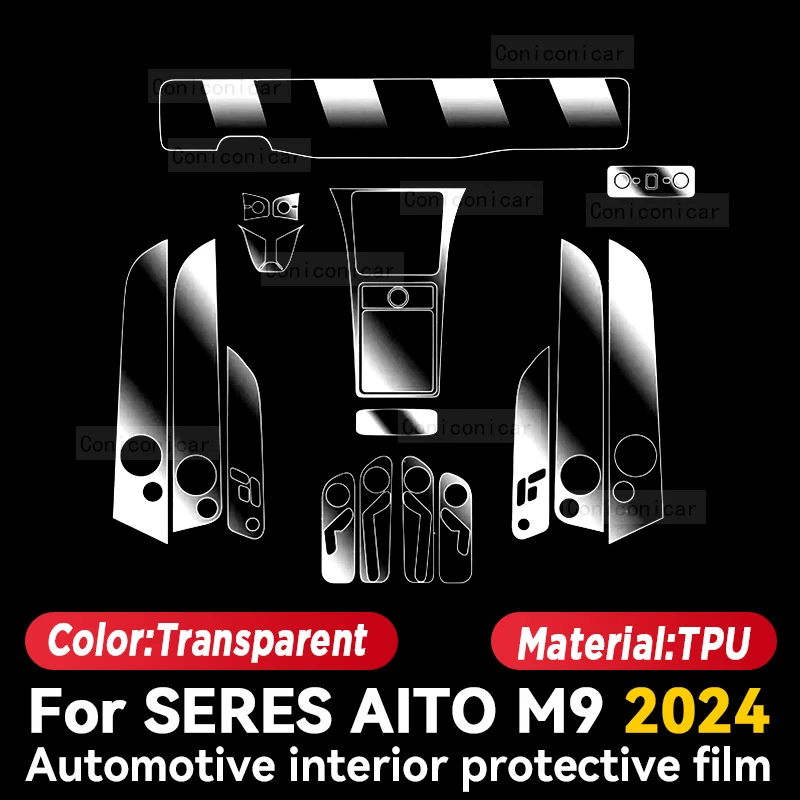 For SERES AITO M9 EV 2024 Car Interior Center Console Screen Protective Film Anti-scratch Repair Sticker Accessories